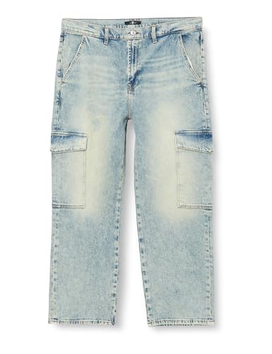 Jeans aux femmes bleu clair pantalon cargo en denim délavé