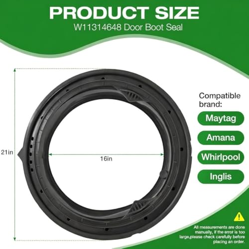 W11314648 Washer Door Boot Gasket Seal Parts Compatible with Whirlpool Washer Door Boot Seal W11314648 Front Load Washer Door Boot Seal Front Load AP6835703, PS12711494, W10897390, 4931032 by Generic - Image 7