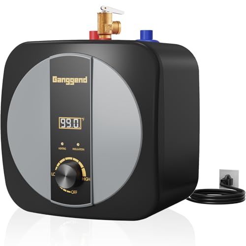 Ganggend Electric Mini-Tank Water Heater 2.5 Gallon 110V 1500W Under Sink Hot Water Heater for Kitchen,RV,Laundry,Food Truck, Wall or Floor Mounted
