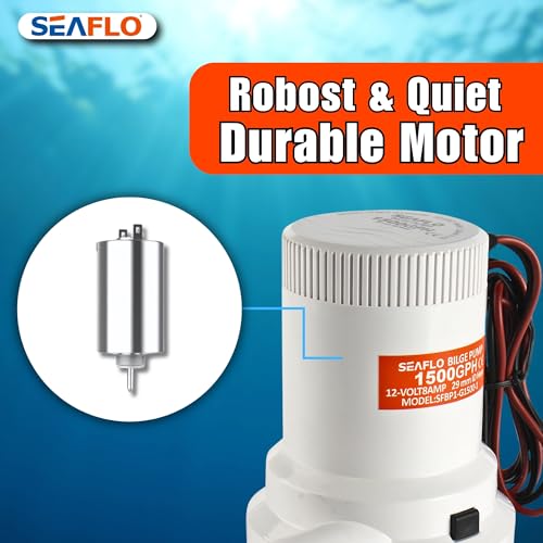 Image of SEAFLO 01 Series 1500 GPH Bilge Pump - 12V, 1-1 /8 inch Outlet, Marine Submersible Pump with Anti-Airlock Protection, CE & Rohs Certified, 4-Year Warranty | Reliable for Boats and Marine Applications