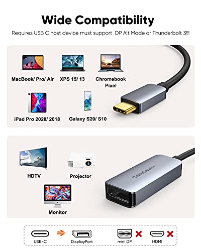 Image of CableCreation USB C to Display Port 8K Cable, USB -C to DisplayPort Adapter | Thunderbolt 3 /4 Compatible for Oculus Rift S, Galaxy S22 Ultra /S20 /S20+, MacBook Pro /iPad Pro 2019, MacBook Air 2020