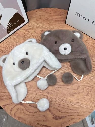 Winter Women's/Unisex Windproof Ear Flaps Winter Warm Cap, Plush Skin-Friendly Cartoon Bear/Panda Hat4