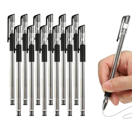 PATIKIL Bolígrafos de Gel 0.28mm, Pack de 12 Tinta Negra miniatura 1