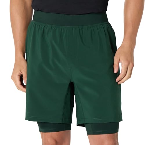 Image of Amazon Essentials Men's Athletic Running Training Shorts, Performance Stretch Woven Workout Shorts, 7 inch