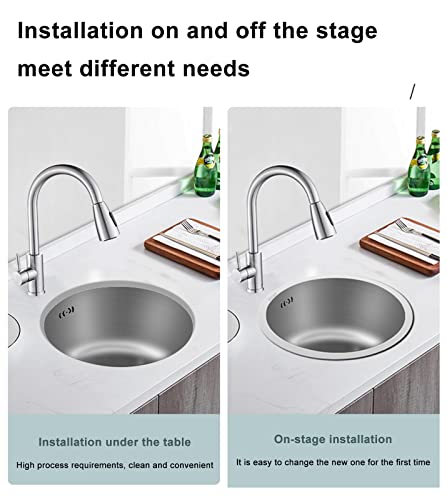 Évier de cuisine petit lavabo simple rond acier inoxydable 304 argenté 28 cm