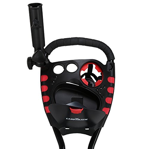Caddymatic Golf 360 Degree SwivelEase 3 Wheel Folding Golf Cart Black/Red