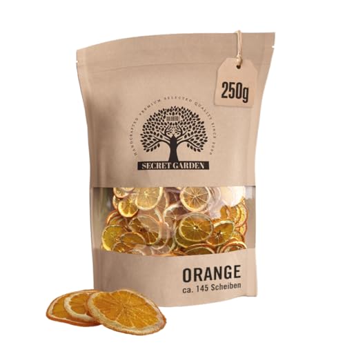 GOLDBERG SECRET GARDEN Orange 250g Tüte Luftgetrocknete Orangenscheiben für Cocktails Aperitifs Tee & Deko Premium Trockenobst ohne Zusätze 100% Naturprodukt
