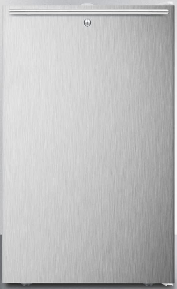 Summit Appliance FS407LWSSHH 20" Wide Counter Height All-freezer in White Exterior for General Purpose Healthcare Use, Stainless Steel Door, Professional Horizontal Handle, Manual Defrost with Lock