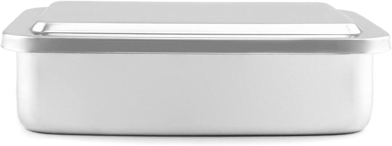 QWORK Stainless Steel Instrument Tray Organizer, 2 Pack 6" Instruments Solid Box with Lid, Square Sterilization Box Container for Lab Instrument Supplies, 1.69" Height, 6" Length