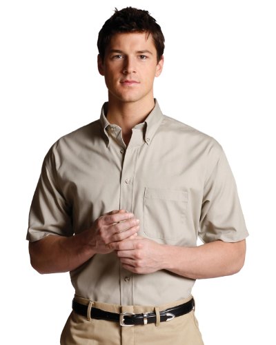 Edwards Men's Easy Care Short Sleeve Poplin Shirt, Tan, 3Xlarge #TOP22