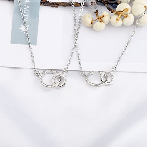 UJIMS Twin Sister Double Circle Message Necklace - Birthday Gifts for Twins4