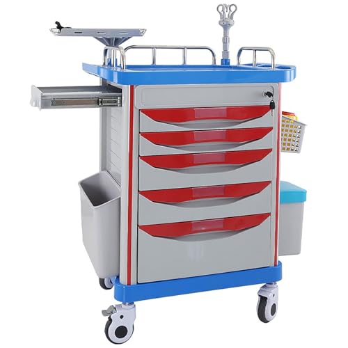 JHDXL Carro de Laboratorio, Carro de Servicio Médico, Carrito Multiusos con cajón, Carrito de Servicio con contenedor de residuos, para Laboratorio, Sala de Estar, Hospital, Uso Dental