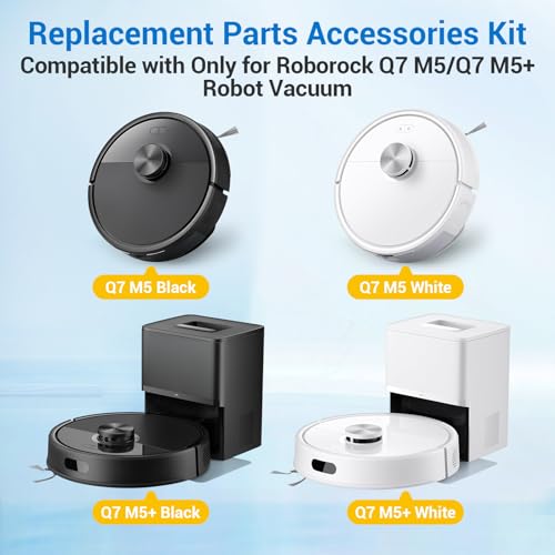 Image of Q7 M5 plus Replacement Parts Accessories for Roborock Q7 M5+, Q7 L5+ Series Robot Vacuum Kit, 2 Main Brush, 6 Hepa Filter, 6 Mop Pads, 6 Side Brush, 6 Dust Bags,1 Screwdriver, 1 Clean Tool