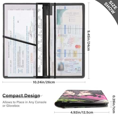 Car Registration and Insurance Holders Anime Guitar Print, PU Leather for License Documents Cards3