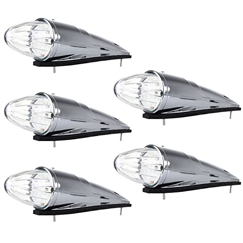 Cciyu 5X 17Led Amber Top Roof Running Bulbs Clear Lens Torpedo Marker Lamp Amber Led Replacement Fit For Heavy Duty Trucks For Kenworth For Peterbilt For Freightliner Mack Upper Roof Cab Light #TOP17