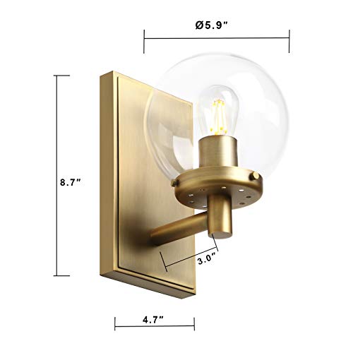 Pathson Vintage Wall Sconce, Industrial Bathroom Vanity Light With Globe Glass, Indoor Wall Lamp Fixtures For Hallway Kitchen Bedroom #TOP3