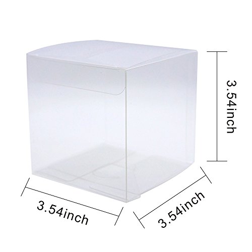 Mystar 50 Pcs 3.54" (9 Cm) Clear Plactic Cubes, Tuck Top Pvc Boxes For Cupcake Wedding Party Favor #TOP1