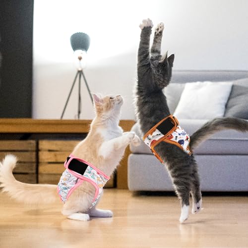 Pacote com 3 fraldas reutilizáveis para gatos com boa absorção para gatos fêmeas e machos - Pequenas