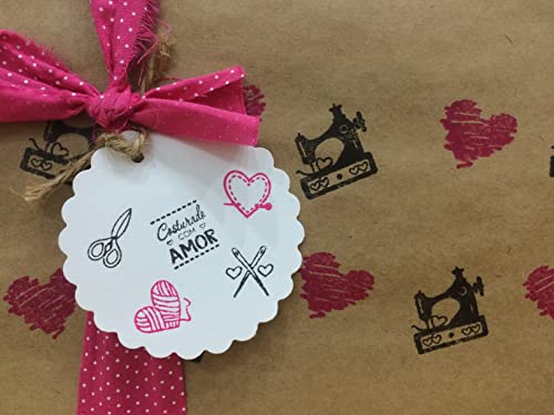 Kit Costura - kit com 10 carimbos em uma caixinha de mdf