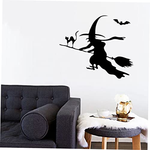 Sewacc 1Pc Astetic Room Decor Halloween Decorations Indoor Cartoon Stickers Poster Decor Black Witch Wall Sticker Wall Decals Wall Decoration Mural Cute Decorative Wall 3D #TOP7