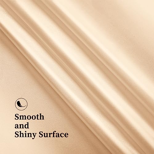 Pesonlook 6Pcs Champagne Satin Round Tablecloth, 108 Inch Round Tablecloth Bright Silk Satin Tablecloth Smooth Fabric Satin Table Cover For Wedding Parties Banquet Decoration(Champagne) #TOP3