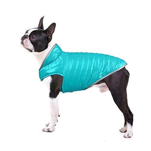 Mogoko Reflective Reversible Dog Winter Coat With Harness/Leash Hole, Waterproof Pet Jacket Warm Vest For Cold Snow Weather (Yellow/Green) #TOP5