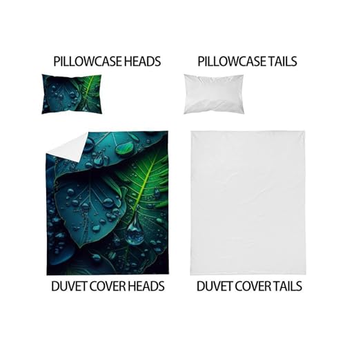 Linge de lit microfibre 135x200cm haute qualité motif feuilles 3D - 5