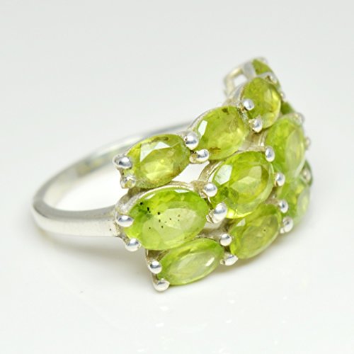 Bague en argent sterling naturel avec péridot vert véritable taille 46-68 - 4