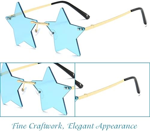 SPOKKI Star Glasses, 2 Pair Star Shaped Sunglasses, Novelty Funky Party Festival Sunglasses for Men Women Beach Photo Feather Boa Accessories