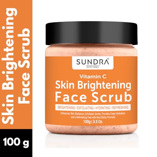 Image of Sundra Skin Brightening Face Scrub (100g) | Vitamin C & Walnut Exfoliator for Clear, Glowing Skin | Blackhead & Whitehead Removal for Men & Women