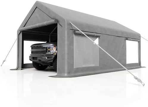 （22:00時点） ガービー（Garvee）ガレージテント 3×6m 大型 車庫テント 日よけ UVカット カーポート 遮熱 通気 パイプ車庫 防水 耐風 雨除け グレー