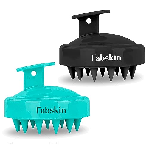 FABSKIN Hair Scalp Massager Shampoo Brush With Soft Bristles For Men & Women | Promotes Hair Growth & Removes Dandruff | Couples Combo of 2 | Scalp Scrubber & Head Massager (Aqua & Black)