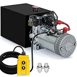 DC HOUSE Electric Hydraulic Pump Unit Metal Reservoir for Dump Trailer (Double Acting 10 Quart)