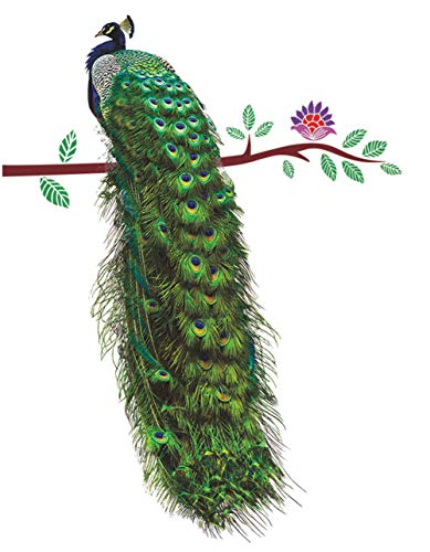 SWORNA Nature Series Flower Peacock Garden Vinyl Removable DIY Wall Art Mural Sticker Decor Decal - Lady's Bedroom Office Sitting Living Room Hallway Kitchen Glass Door Window Nursery 26