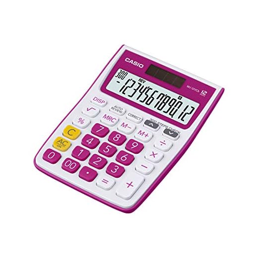 Casio Mj-12Vcb-Rd-Sa-Dp Schreibtischrechner, schrittgesteuert, Rot