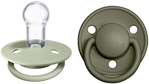 BIBS De Lux Soother 2-Pack, BPA Free Dummy Pacifier, Round Nipple. Natural Rubber Latex, Size 2 (6-18 Months), Blush Night / Vanilla Night