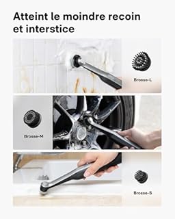 HOTO Wand™ Brosse Nettoyage Electrique Rechargeable IPX7 Étanche, Brosse Électrique Nettoyante Rotative | 12 Têtes Interchangeables - Joints, coins, cuisine & salle de bain