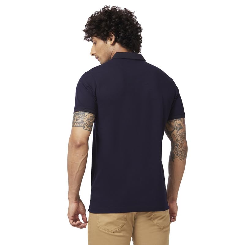 Image of Spykar Men's Slim Fit Slim Collar Half Sleeve Printed Casual T-Shirt