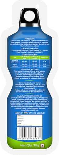 Image of Drools All Life Stages Creamy Lickable Cat Treat (30g x 15) Total 450g Pack of 15 | Crab & Chicken Flavour | Easy to Hand Feed | Easier Acceptance