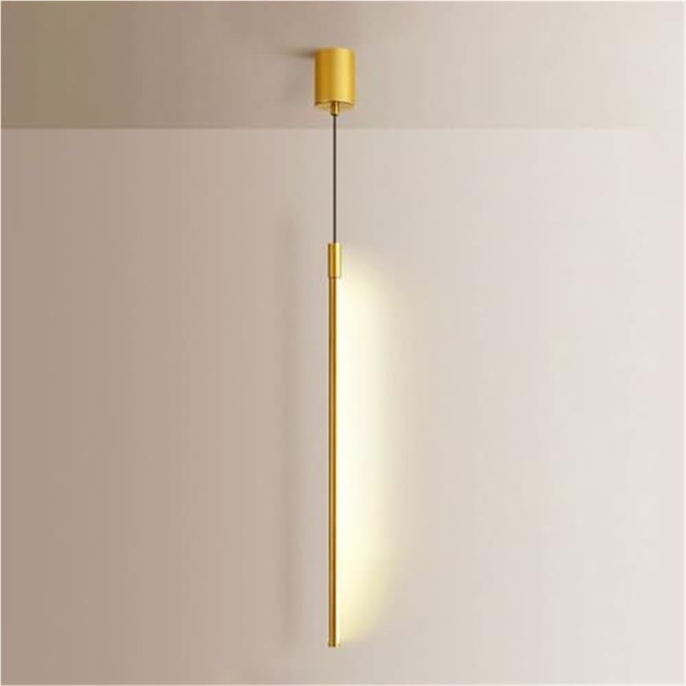 LYMSXAZOU Modern Gold Pendant Light Dimmable Changing Long Tube Hanging Lamp Adjustable Height Ceiling Fixture for Bedside Kitchen Island Living Room Hallway(120cm,Warm White)