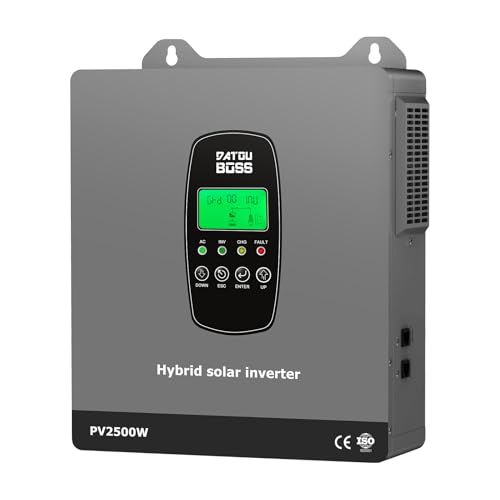 DATOUBOSS 1800W Hybrid Solar Wechselrichter 12V Reiner Sinus, 12V DC auf 220V/230V AC mit MPPT Solarladeregler, BMS-Schutzsystem, für Lithium-Batterien