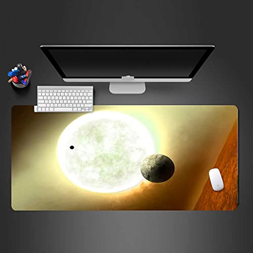 Tapis de souris gamer XXL 900x400 mm au design univers planétaire solaire