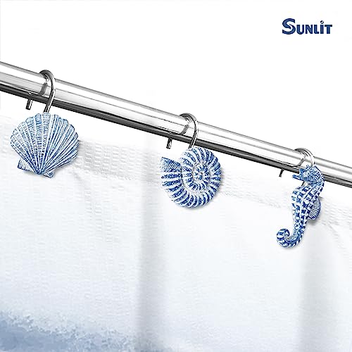 Sunlit Seashells Decorative Shower Curtain Hooks, Sky Blue Ocean Creatures Coastal Shower Curtain Rings, Resin, Nautical Bathroom Decoration Beach Shower Curtain Hooks-12 Pack by Sunlit - Image 5