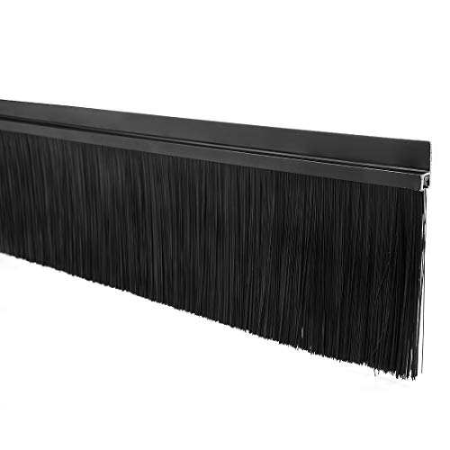 Image of Door Bottom Brush Seal Strip with Aluminum Plate & Nylon Bristles Brush for Air & Sound Blocking 100CM (2)