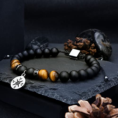 Joycuff Graduation Gifts For Son Class Of 2023 Graduation Gifts College High School Grade 8 Graduation Congratulations Beaded Bracelets Decorations Senior 2023 Natural Stone Compass Bracelets For Men #TOP2