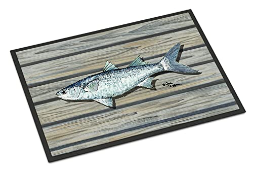 Caroline's Treasures 8490-JMAT Fish Mullet Doormat 24x36 Front Door Mat Indoor Outdoor Rugs for Entryway, Non Slip Washable Low Pile, 24H X 36W
