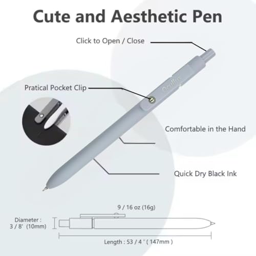 Gel Pens, 6pc 0.5mm Quick-Dry Black Gel Ink Pens, Retractil miniatura 5