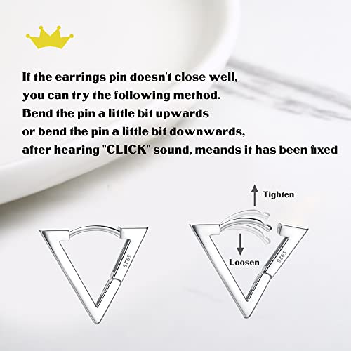 Milacolato 925 Sterling Silver Huggie Hoop Earrings For Women Geometric Triangle Dainty Huggie Stud Earrings 18K White Gold Plated #TOP5