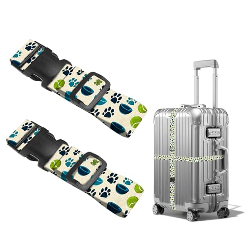 Image of Nuxovilar Luggage Straps Set for Suitcase 1.96x90.5in Polyester | Cargo Strap Travel Belt Security Buckle Band Pet Owner Outdoor Trip Daily Commute (Pet Paws)