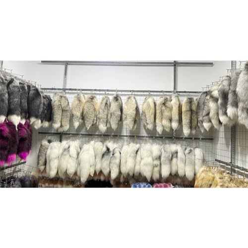 Image of 15.75 Inch Long Fluffy Faux Fur Tail Keychain, Fake Animal Tails for Handbags Backpacks Charm Tassel Ornaments (Light Purple-Black)
